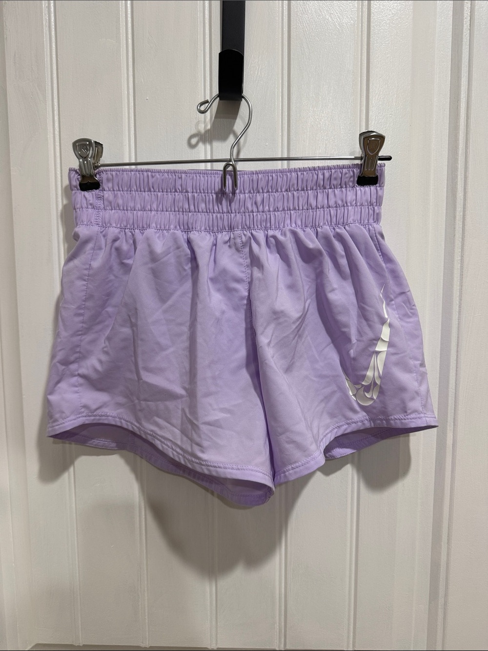 Nike Lavender Women's Athletic Shorts with Elastic Smocked Waist
